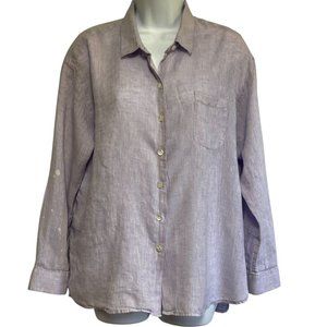 J.Jill Love Linen Button Up Shirt Womens Size M Petite Lavender